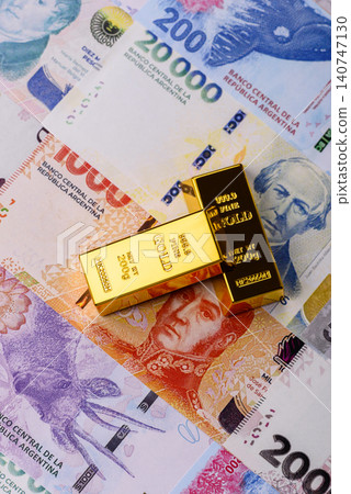 Argentine gold bars or ingots as a tool for balance, financial investment. Argentine gold bars 140747130