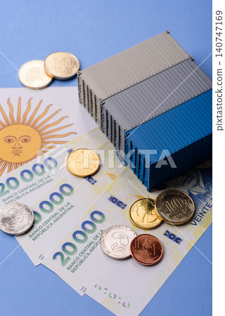 Cargo containers on the Argentine flag as a conceptual backdrop for goods export. Cargo containers Cargo containers on the Argentine flag as a conceptual backdrop for goods export. Cargo containers 140747169