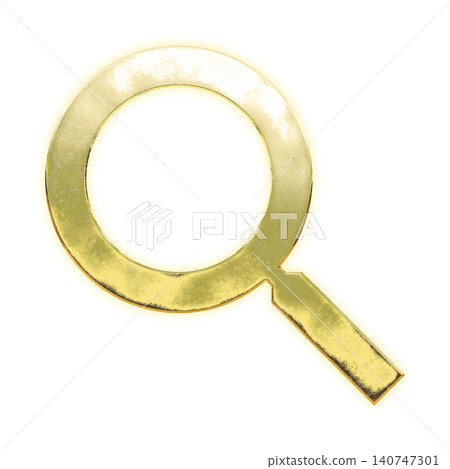 Golden magnifying glass icon, alpha channel Golden magnifying glass icon, alpha channel 140747301