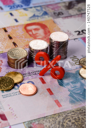 Argentina paper money, peso in various denominations. Argentine money Argentina paper money, peso in various denominations. Argentine money 140747526