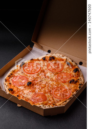Italian pizza margherita with cheese, tomatoes, and tomato sauce, fast food. Pizza margherita Italian pizza margherita with cheese, tomatoes, and tomato sauce, fast food. Pizza margherita 140747600
