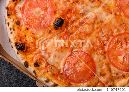 Italian pizza margherita with cheese, tomatoes, and tomato sauce, fast food. Pizza margherita Italian pizza margherita with cheese, tomatoes, and tomato sauce, fast food. Pizza margherita 140747601