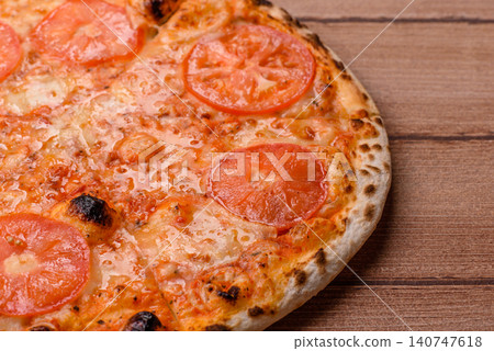 Italian pizza margherita with cheese, tomatoes, and tomato sauce, fast food. Pizza margherita Italian pizza margherita with cheese, tomatoes, and tomato sauce, fast food. Pizza margherita 140747618