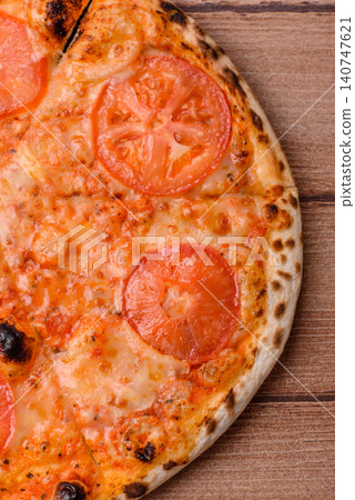 Italian pizza margherita with cheese, tomatoes, and tomato sauce, fast food. Pizza margherita Italian pizza margherita with cheese, tomatoes, and tomato sauce, fast food. Pizza margherita 140747621