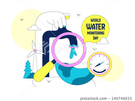 World Water Monitoring Day Vector Illustration Featuring Water Quality, Environmental Conservation, Sustainable Resources, and Clean Water Protection World Water Monitoring Day Vector Illustration Featuring Water Quality, Environmental Conservation, Sustainable Resources, and Clean Water Protection 140748033