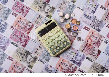 Czech paper money, koruna or crown, in various denominations for financial exchange. Czech koruna Czech paper money, koruna or crown, in various denominations for financial exchange. Czech koruna 140748820