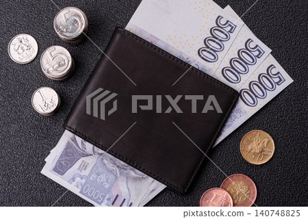 Czech koruna, paper money and coins, financing and commodity exchange, trade. Czech currency Czech koruna, paper money and coins, financing and commodity exchange, trade. Czech currency 140748825
