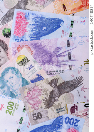 Argentina paper money, peso in various denominations. Argentine money Argentina paper money, peso in various denominations. Argentine money 140748854
