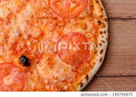 Italian pizza margherita with cheese, tomatoes, and tomato sauce, fast food. Pizza margherita 140748875