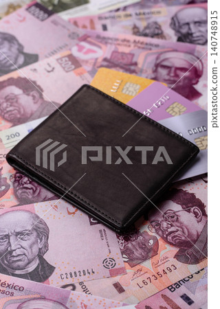 Mexico, Mexican peso, paper money and coins, financing and commodity exchange. Mexican currency Mexico, Mexican peso, paper money and coins, financing and commodity exchange. Mexican currency 140748915