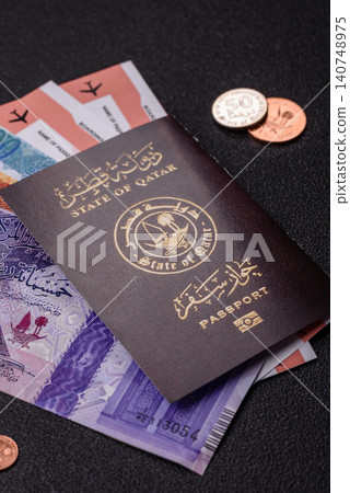 Qatar passport for travelling, flying and doing business. Qatari document Qatar passport for travelling, flying and doing business. Qatari document 140748975