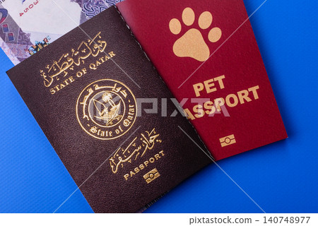 Qatar passport for travelling, flying and doing business. Qatari document 140748977