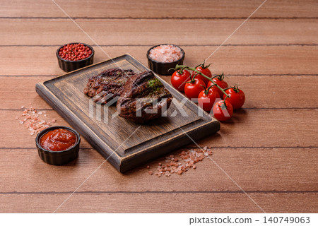 Beef mignon steak, rare, meat grilled with salt and spices. Beef steak 140749063