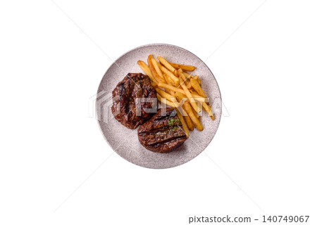 Beef mignon steak, rare, meat grilled with salt and spices. Beef steak Beef mignon steak, rare, meat grilled with salt and spices. Beef steak 140749067