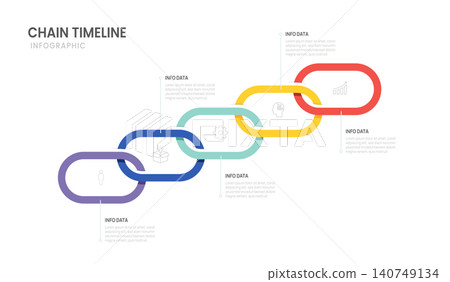 chain diagram infographic business timeline 5 steps to success template. presentation and workflows vector illustration. chain diagram infographic business timeline 5 steps to success template. presentation and workflows vector illustration. 140749134