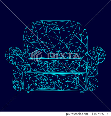 Armchair low poly triangulation triangulated polygonal electric cyan blue vibrant aqua neon color vector illustration image outline contour line Armchair low poly triangulation triangulated polygonal electric cyan blue vibrant aqua neon color vector illustration image outline contour line 140749204