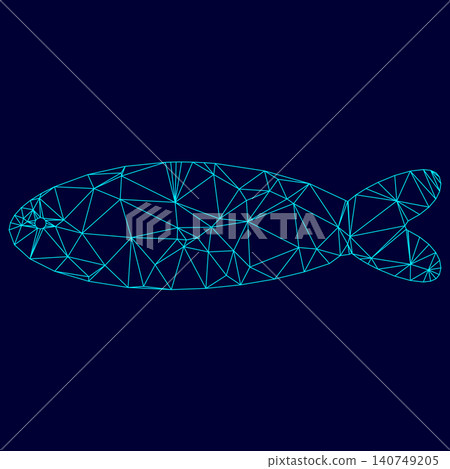 Fish low poly triangulation triangulated polygonal electric cyan blue vibrant aqua neon color vector illustration image outline contour line 140749205
