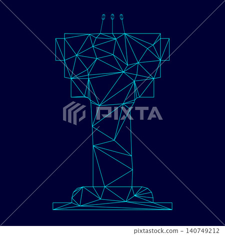 Rostrum with three microphone low poly triangulation triangulated polygonal electric cyan blue vibrant aqua neon color vector illustration image outline contour line Rostrum with three microphone low poly triangulation triangulated polygonal electric cyan blue vibrant aqua neon color vector illustration image outline contour line 140749212