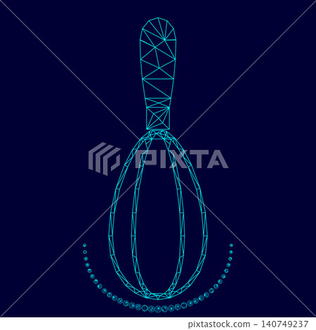 Whisk low poly triangulation triangulated polygonal electric cyan blue vibrant aqua neon color vector illustration image outline contour line 140749237