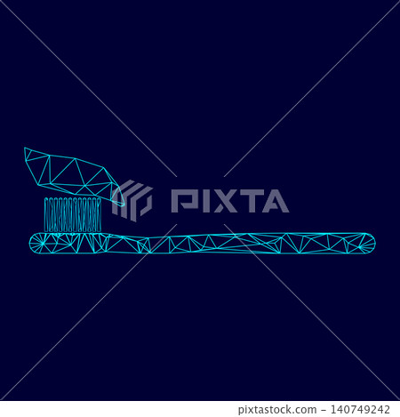 Tooth paste and brush low poly triangulation triangulated polygonal electric cyan blue vibrant aqua neon color vector illustration image outline contour line Tooth paste and brush low poly triangulation triangulated polygonal electric cyan blue vibrant aqua neon color vector illustration image outline contour line 140749242