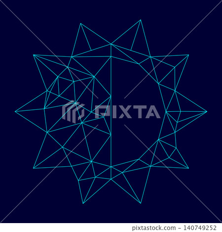 Brightness and contrast setting low poly triangulation triangulated polygonal electric cyan blue vibrant aqua neon color vector illustration image outline contour line 140749252