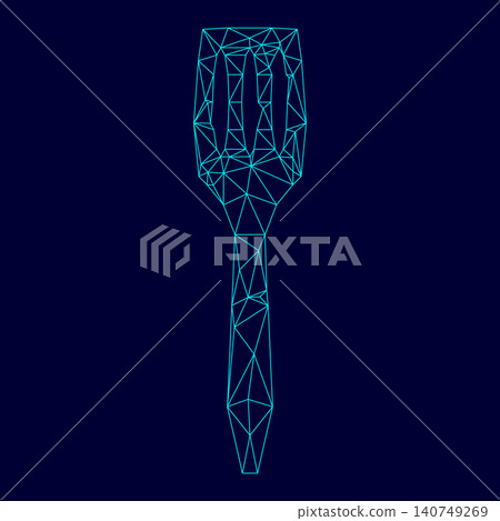 Kitchen spatula low poly triangulation triangulated polygonal electric cyan blue vibrant aqua neon color vector illustration image outline contour line 140749269
