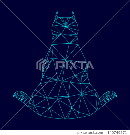 Dog from back view low poly triangulation triangulated polygonal electric cyan blue vibrant aqua neon color vector illustration image outline contour line Dog from back view low poly triangulation triangulated polygonal electric cyan blue vibrant aqua neon color vector illustration image outline contour line 140749271