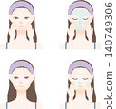 Vector illustration set of a woman doing skincare 140749306