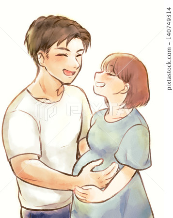 懷孕夫婦的插圖 懷孕夫婦的插圖 140749314