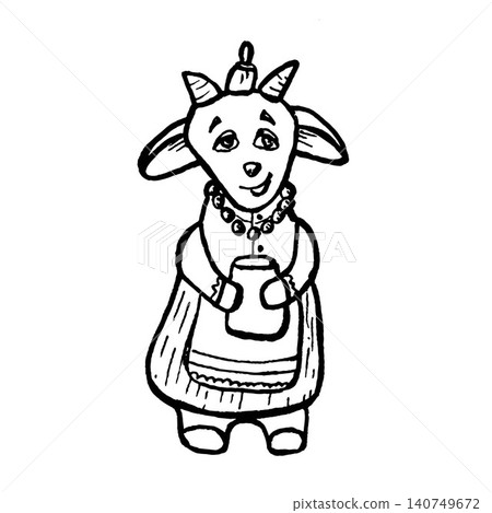 Hand drawn black line art goat symbol of the year of the goat Christmas tree decoration on isolated background, perfect for Christmas decorations, cards, stickers, packaging, gifts and banners. Hand drawn black line art goat symbol of the year of the goat Christmas tree decoration on isolated background, perfect for Christmas decorations, cards, stickers, packaging, gifts and banners. 140749672