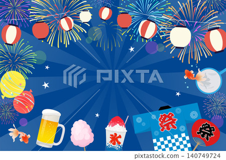 Lively summer festival banner background frame (3:2) - Vector illustration Lively summer festival banner background frame (3:2) - Vector illustration 140749724