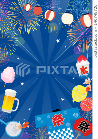 Lively summer festival banner background frame (vertical, 2:3 aspect ratio) - Vector illustration Lively summer festival banner background frame (vertical, 2:3 aspect ratio) - Vector illustration 140749726