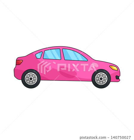 Illustration of pink sedan car Illustration of pink sedan car 140750027