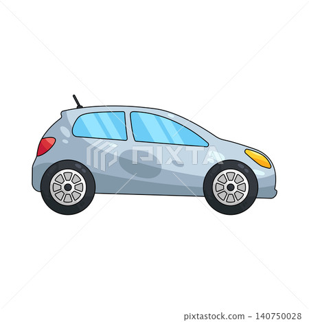 Illustration of silver hatchback car Illustration of silver hatchback car 140750028