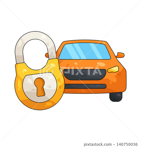Illustration of car security lock Illustration of car security lock 140750036