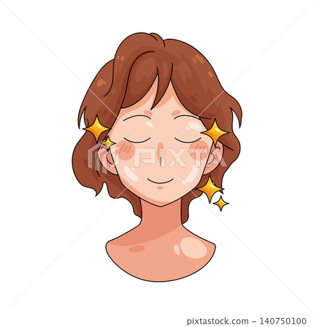 Illustration of smiling woman with sparkles Illustration of smiling woman with sparkles 140750100