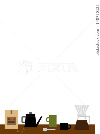 Cafe-style coffee kitchen illustration, home cafe material (vertical text, white background) 140750125