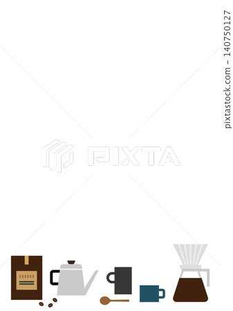 A coffee illustration in a home cafe style (vertical text, white background, copy space) A coffee illustration in a home cafe style (vertical text, white background, copy space) 140750127