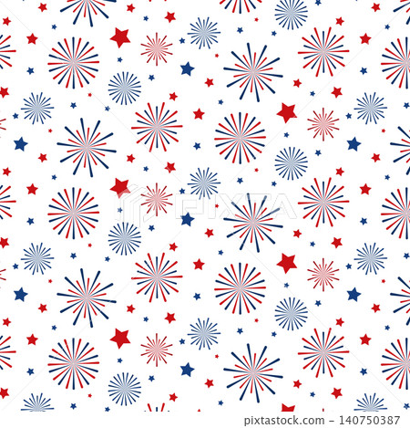 Patriotic Fireworks and Stars Seamless Pattern Background Patriotic Fireworks and Stars Seamless Pattern Background 140750387