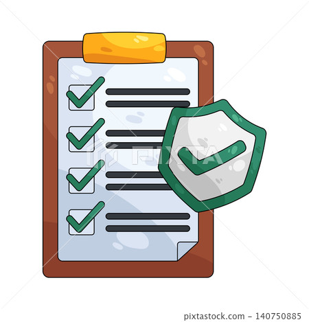 Illustration of checklist with a security shield Illustration of checklist with a security shield 140750885