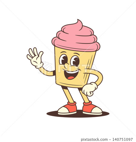 Friendly Waving Hand Cupcake Retro Comic Cartoon Character Vector Art Illustration Friendly Waving Hand Cupcake Retro Comic Cartoon Character Vector Art Illustration 140751097