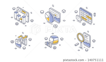 Big Data Analytics And Business Intelligence Modern Isometric Vector Illustration Icons Big Data Analytics And Business Intelligence Modern Isometric Vector Illustration Icons 140751111