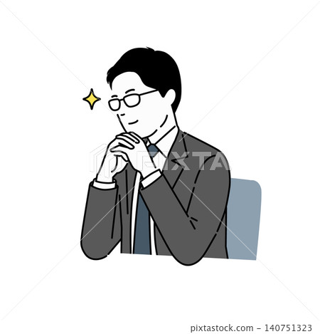 一幅插圖描繪了一個身穿西裝、微笑的男人,以及一個雙手緊握、表情陰險的商人。 一幅插圖描繪了一個身穿西裝、微笑的男人,以及一個雙手緊握、表情陰險的商人。 140751323