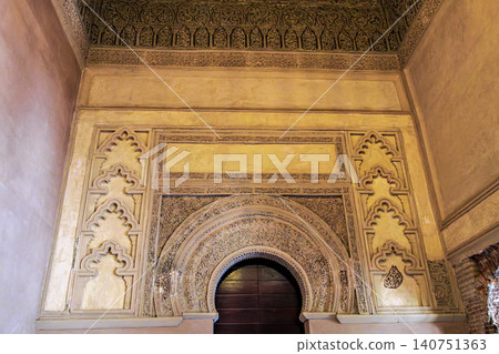 Zaragoza, Spain - Oct 24, 2025: Interior details of famous Palace of Aljaferia in Zaragoza, Spain Zaragoza, Spain - Oct 24, 2025: Interior details of famous Palace of Aljaferia in Zaragoza, Spain 140751363