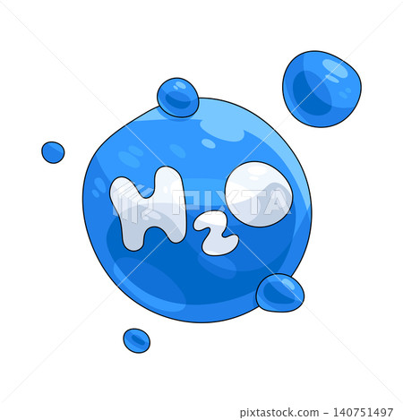 Illustration of H2O water molecule Illustration of H2O water molecule 140751497