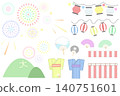 夏季節日和節日/煙火插圖集（向量圖） 140751601