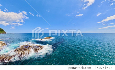The blue sea and rocky coastal scenery of Iwate The blue sea and rocky coastal scenery of Iwate 140751648