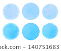 Simple watercolor blue background material, refreshing circular material set 140751683