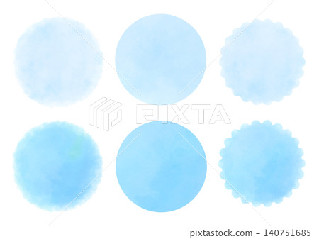 簡約水彩藍色背景素材，清新圓形素材套裝 140751685