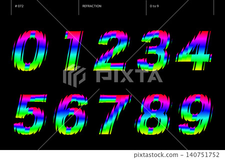Set of numbers from 0 to 9 for refraction_072 Set of numbers from 0 to 9 for refraction_072 140751752